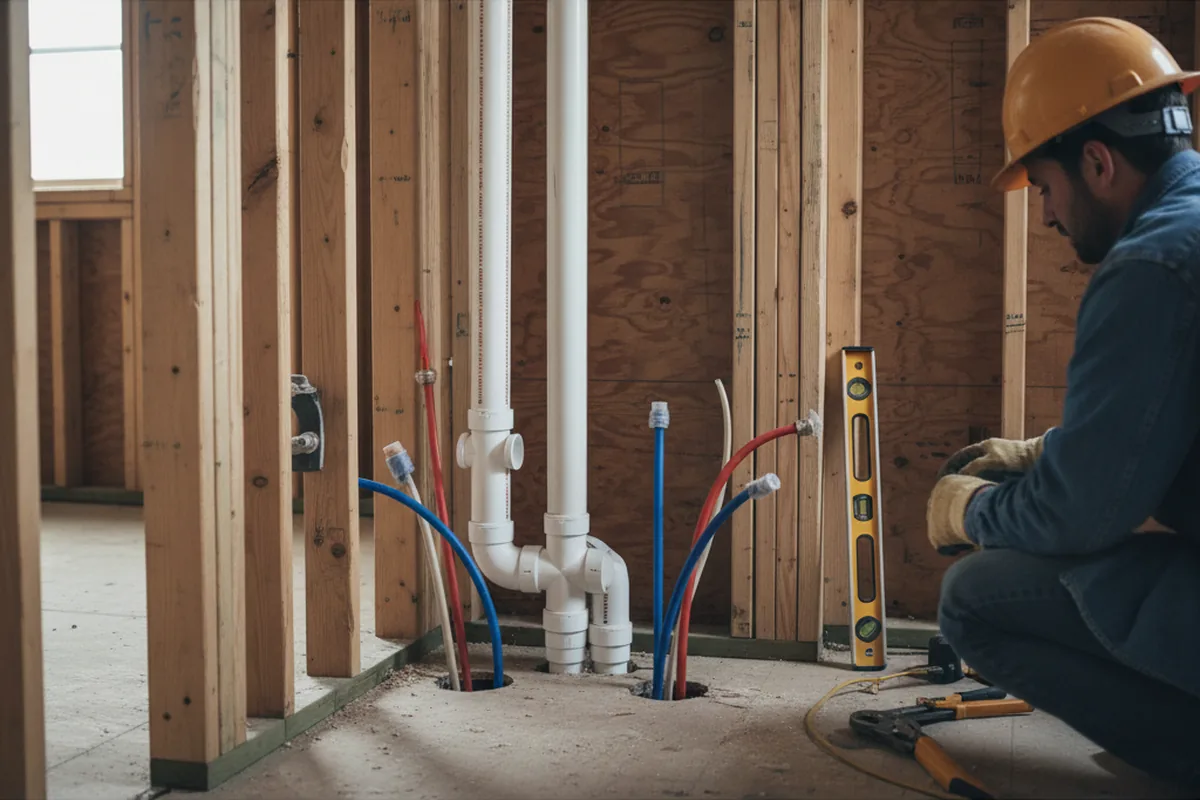Drain and supply rough-in during Drain Cleaning in Rhinecliff
