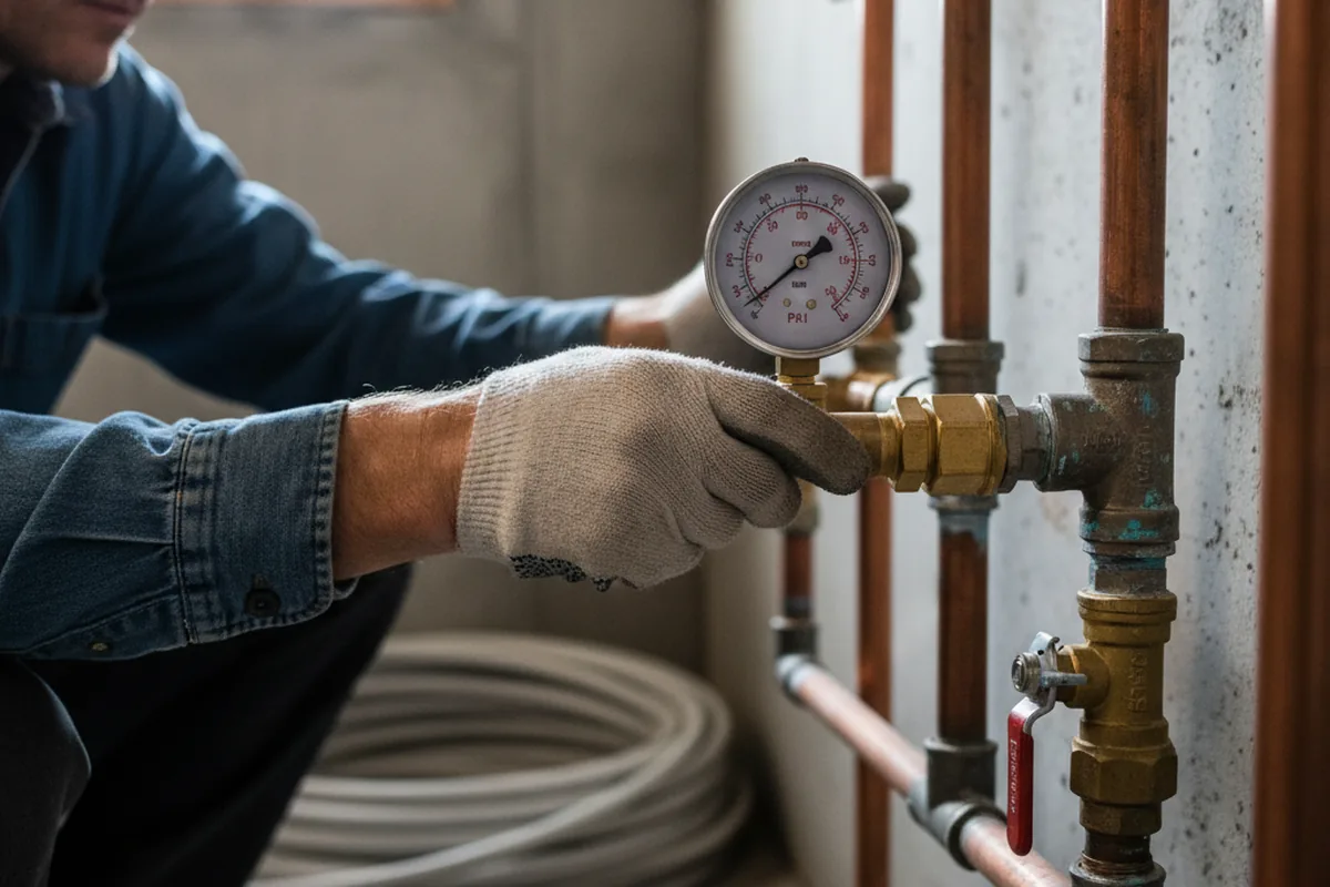Pressure testing a repaired line during Water Line Repair in Rhinecliff